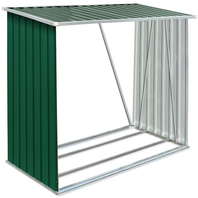 

vidaXL Casetilla para leña acero galvanizado verde 163x83x154 cm