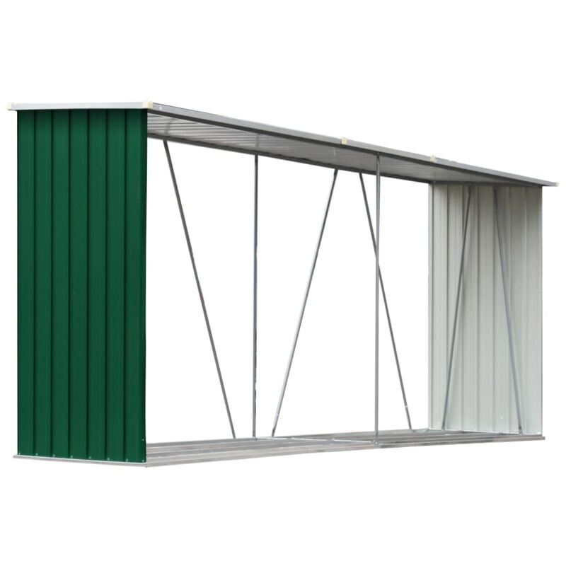 

vidaXL Casetilla para leña acero galvanizado verde 330x84x152 cm