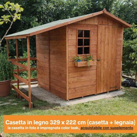 CASETTA CASA LEGNAIA GIARDINO RICOVERO PORTA LEGNA ABETE NATURALE  198X108X203