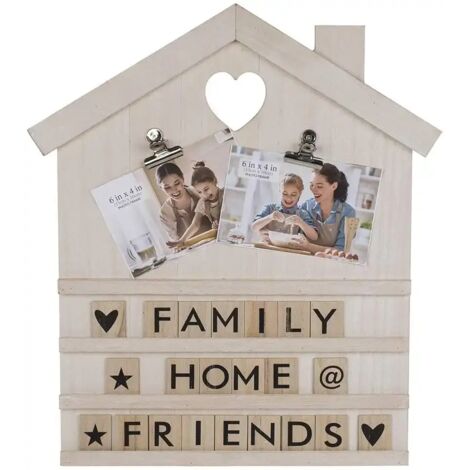 Casetta Bianca Decorativa Con 90 Lettere e Simboli in Legno Naturale 36 x 48 Cm