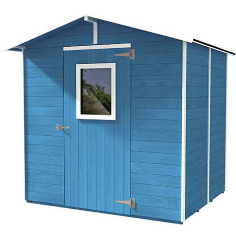 Casetta Box Capanno in Legno Azzurra per Attrezzi con Porta e Finestra 200X305X214Cm