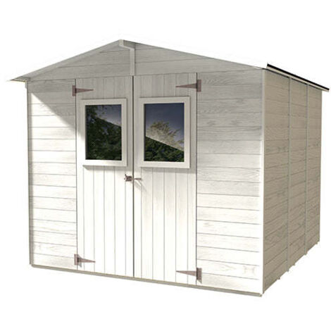 Casetta Box Capanno in Legno Bianca per Attrezzi con 2 Porte e Finestre 238X305X214Cm