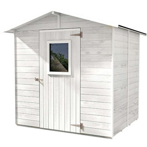 Casetta Box Capanno in Legno Bianca per Attrezzi con Porta e Finestra 200X305X214Cm