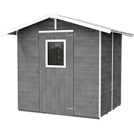 Casetta Box Capanno in Legno Grigia per Attrezzi con Porta e Finestra 200X305X214Cm