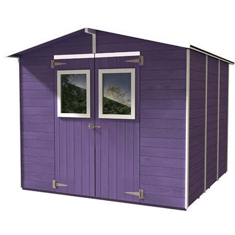 Casetta Box Capanno in Legno Lilla per Attrezzi con 2 Porte e Finestre 238X305X214Cm