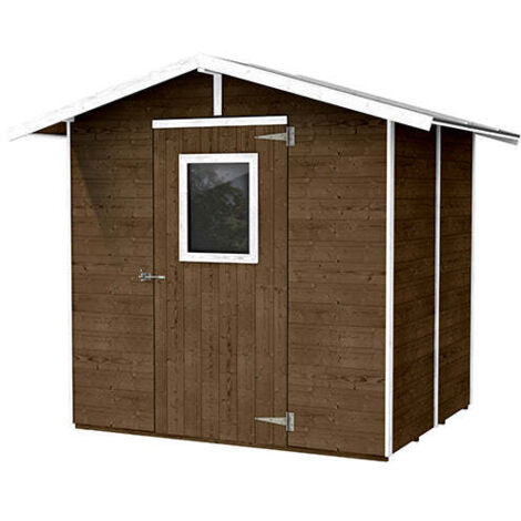 Casetta Box Capanno in Legno Noce per Attrezzi con Porta e Finestra 200X305X214Cm