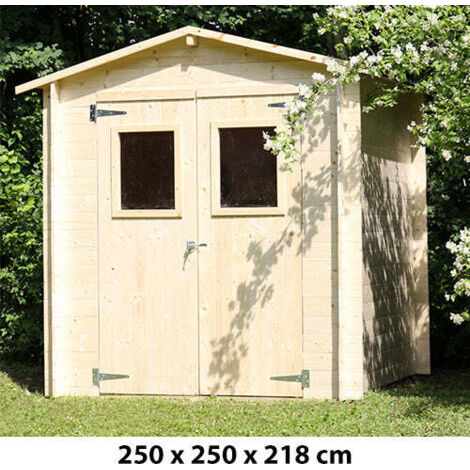Casetta Box Capanno in Legno per Attrezzi con 2 Porte e Finestre 250X250X218Cm