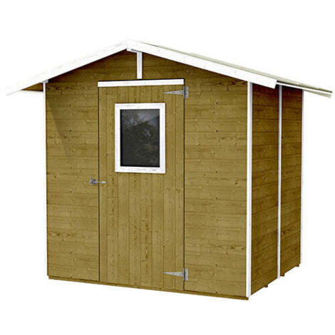 Casetta Box Capanno in Legno Tortora per Attrezzi con Porta e Finestra 200X305X214Cm