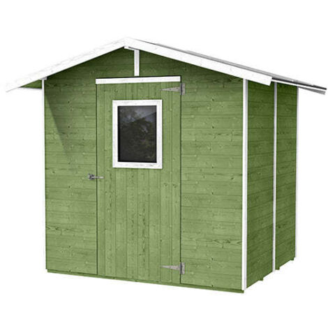 Casetta Box Capanno in Legno Verde per Attrezzi con Porta e Finestra 200X305X214Cm