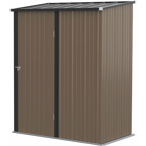 Casetta Box da Giardino 161,5x94,5x196 cm Porta Attrezzi con Catenaccio in Acciaio Marrone
