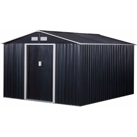 Casetta Box da Giardino 322x277x192 cm in Acciaio Grigio