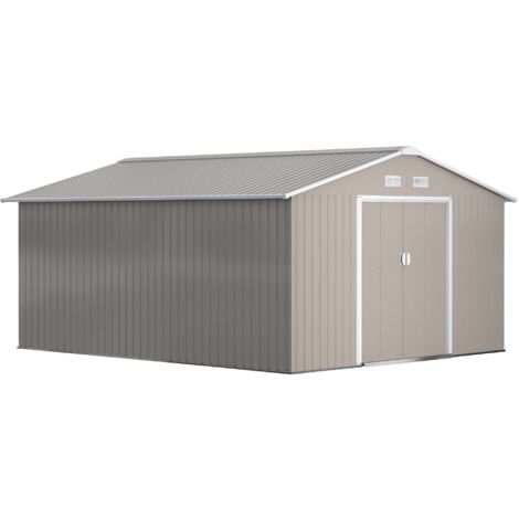 Casetta Box da Giardino 340x386x200 cm Porta Attrezzi in Acciaio e Polipropilene Grigio
