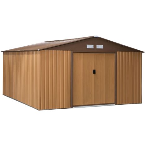 Casetta Box da Giardino in Lamiera 3,4x3,86x2 m Giallo