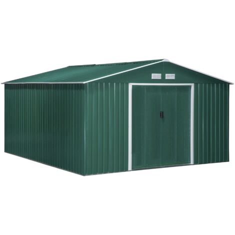 Casetta Box da Giardino in Lamiera 3,4x3,86x2 m Verde