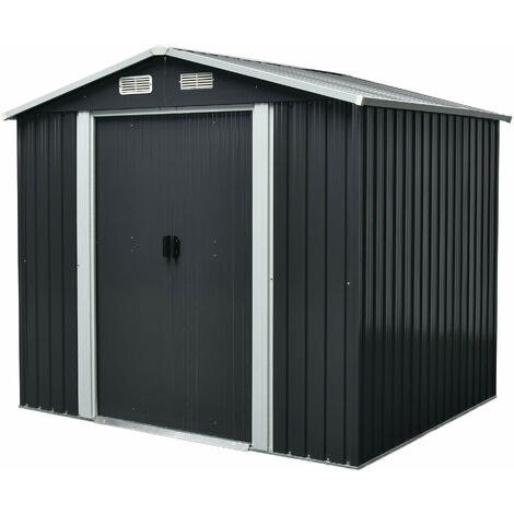 Casetta Box da Giardino in Lamiera di Acciaio 213x191x195 cm Antracite