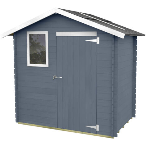Casetta Box da Giardino per Attrezzi 198x130 cm con Porta Singola Cieca in Legno Grigio