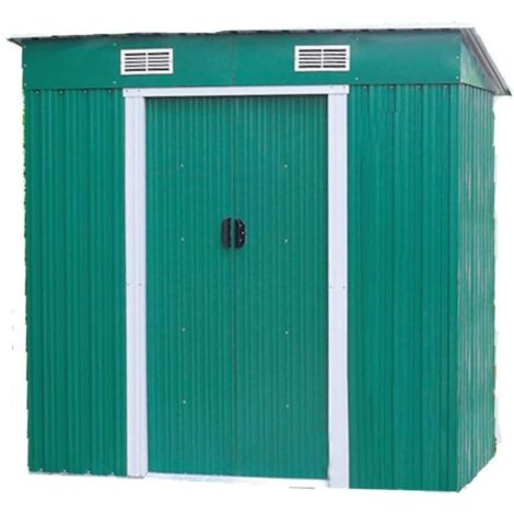 Casetta Box In Lamiera Verde 194x121xh182 Cm Deposito Attrezzi Giardino Biacchi