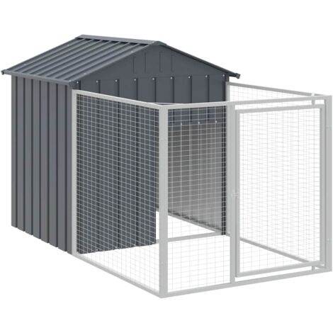 Casetta Cani Corsa Grigio Chiaro 117x201x123 cm Acciaio Zincato  