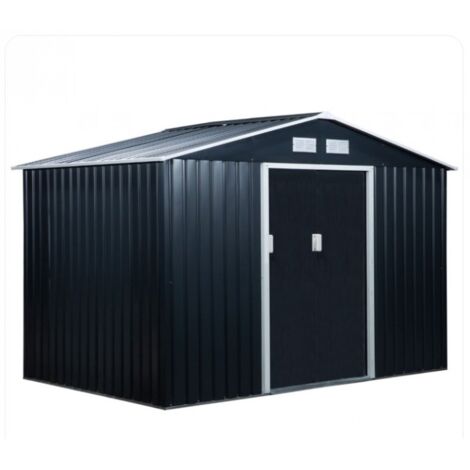 Casetta da Giardino a 2 Porte Scorrevoli 277x195x192cm, Grigio scuro