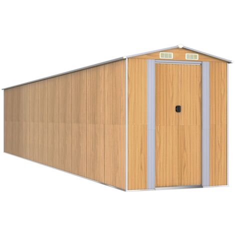 HELLOSHOP26 Casetta da giardino Capannone per cabina Capannone per la casa Capannone per esterni Capannone per attrezzi Robusto Trasparente 192 x 938 x 223 cm Acciaio zincato Marrone