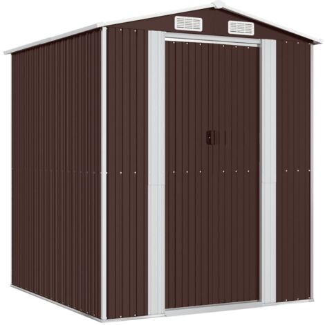 Casetta da giardino Casetta per cabine Casetta per riporre gli attrezzi Casetta per esterni Capanno per attrezzi Robusto Scuro 192 x 191 x 223 cm Marrone Acciaio zincato 020022317