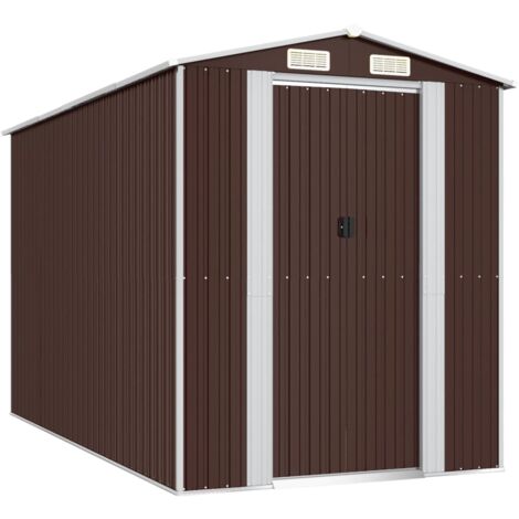 Casetta da giardino Casetta per cabine Casetta per riporre gli attrezzi Casetta per esterni Capanno per attrezzi Robusto Scuro 192 x 357 x 223 cm Marrone Acciaio zincato 020022319