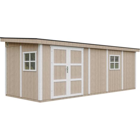 Casetta da giardino di qualità premium 14,30 m² - H231x248x648 cm - Timbela M941-TERRA BROWN