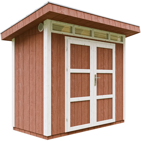 Casetta da Giardino di QUALITÀ PREMIUM 3m²-L161xW294cm-con Pavimento, Tegole Bituminose,Set di Vernici-Costruzione con pannelli LP Smartside-Capanno da giardino - TIMBELA M901A- Redwood Red