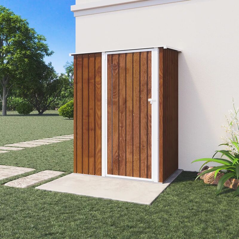 Abri de jardin en acier galvanisé effet bois 1,51x1,03xh1,96 m - 42,9kg- 1,55 mètres carrés