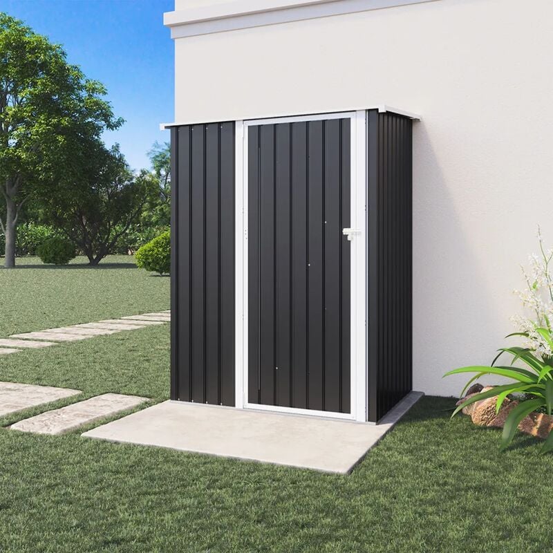 Abri de jardin en acier galvanisé noir 1,51x1,03xh1,96 m - 42,9kg- 1,55 mètres carrés