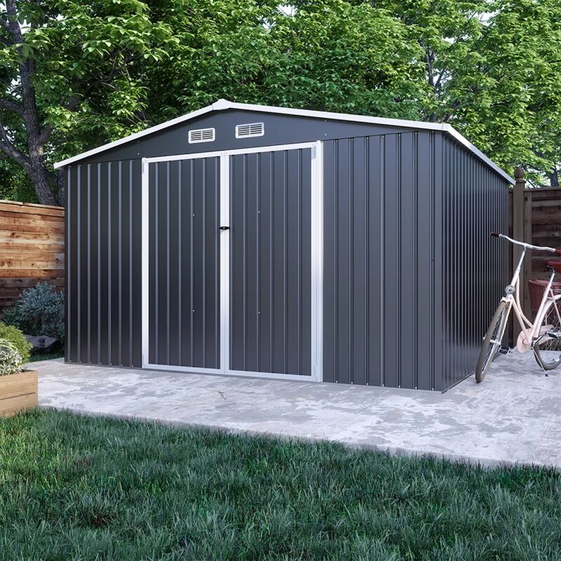 Abri de jardin en acier galvanisé noir 3,21x2,77xh2,17 m - 131kg - 8,9 mètres carrés