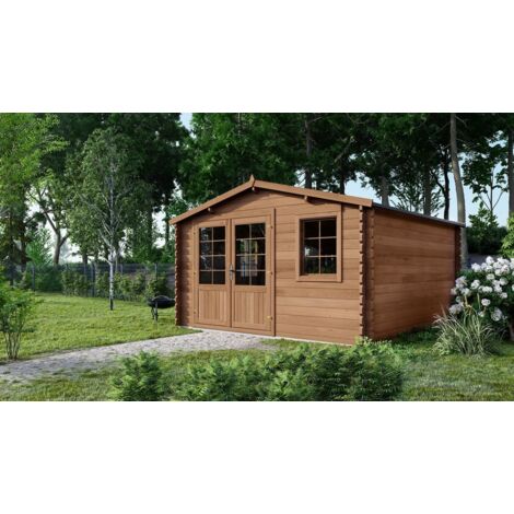 Casetta da giardino in legno - 20.00m2 - 5.00x4.00m - impregnata - 45mm - colore: marrone - DOM376
