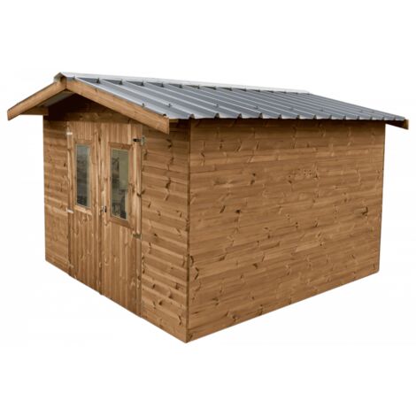 Casetta da giardino in legno 300x300 cm – Legno termotrattato 28 mm – Tetto in acciaio zincato – THA3030.02T Foresta