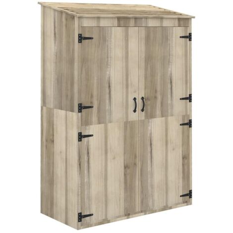 CASETTA DA GIARDINO IN LEGNO DI ABETE CON 2 PORTE E RIPIANI 120 X 57 X 183 CM