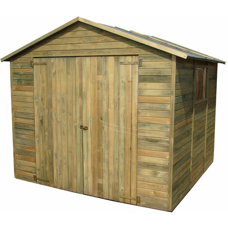 Casetta da Giardino in Legno Esterno Porta a 2 Ante Finestra Pircher 235 cm H