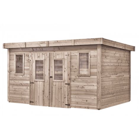 Casetta da giardino in legno termo-trattato 384x284 cm – Spessore pareti 26 mm – Tetto acciaio zincato – Finestre acrilico – THX.4030.0T Foresta