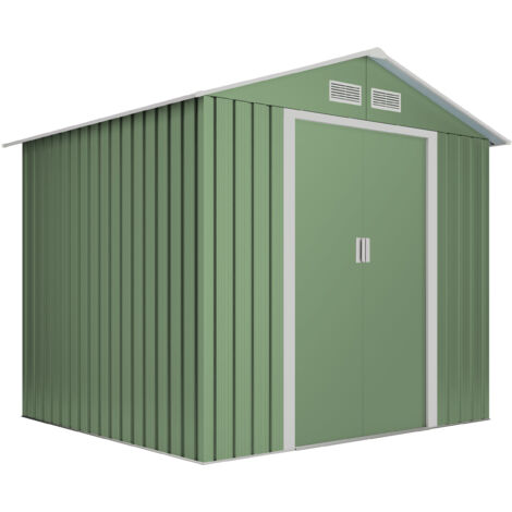 Casetta da giardino in metallo 5,27m2 Light Green - 4 Griglie di ventilazione - Doppia porta scorrevole