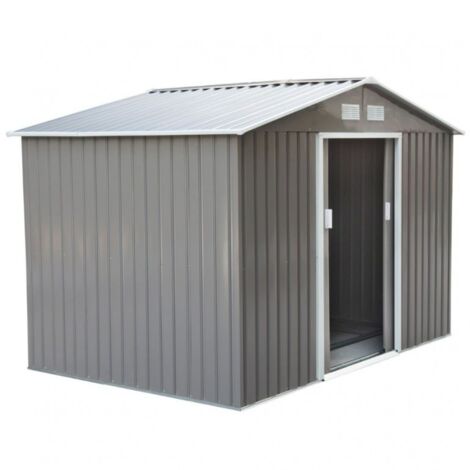 Casetta da Giardino in Metallo Ezooza 277 x 195 x 192 cm in Acciaio Verniciato di colore Grigio Chiaro
