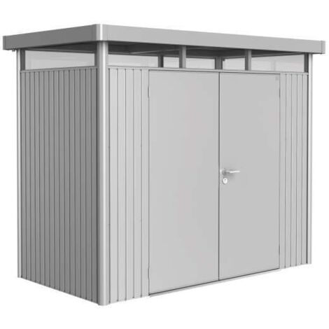 Casetta da Giardino in Metallo HIGHLINE 1 con Porta a Due Battenti Biohort  Argento Metal
