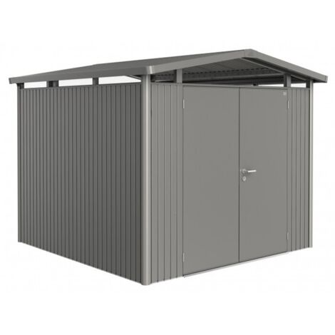 Casetta da Giardino in Metallo PANORAMA 3 con Porta a Due Battenti Biohort  Grigio Scuro Metal