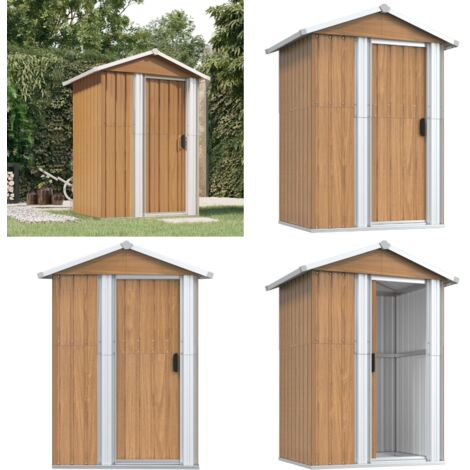 Casetta da giardino marrone 126x97,5x177 cm in acciaio zincato - Capanno da giardino - Stoccaggio all'aperto