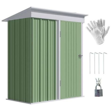 CASETTA DA GIARDINO PORTA ATTREZZI IN ACCIAIO CON PORTA BLOCCABILE. 161X95X163/181CM. VERDE