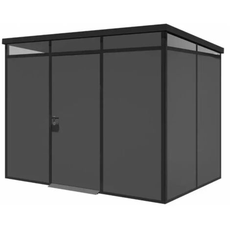 casetta da giardino prefabbricata in pvc e alluminio artplast "modulare" nero e grigio 3x2 mt