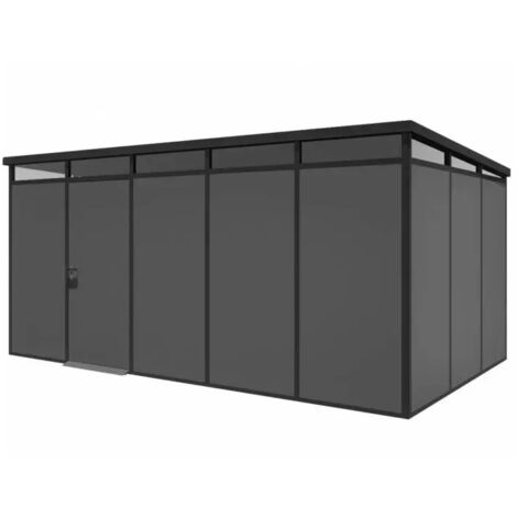 casetta da giardino prefabbricata in pvc e alluminio artplast "modulare" nero e grigio 3x5 mt