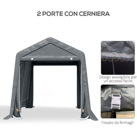 Casetta da giardino temporanea per attrezzature da esterno, 2,7 x 2,3 metri - Grigio scuro