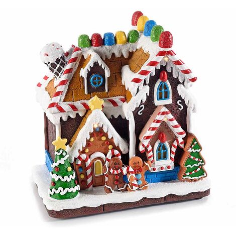 Casetta di Natale in Resina con Suoni Carillon Natalizio Decorazione per la Casa Idea Regalo