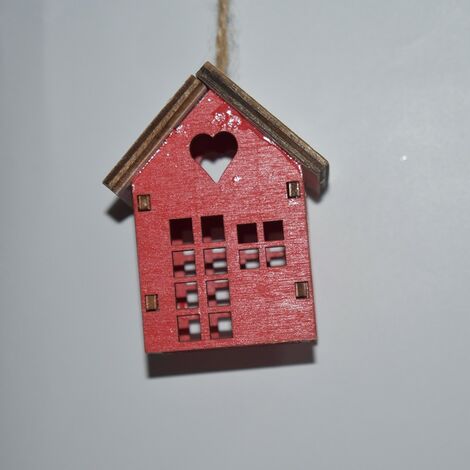 Casetta il legno bianco e rosso per albero di natale da addobbi decorazioni natalizi casa