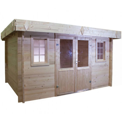 Casetta in legno da giardino 374x374 cm – Abete 42 mm – Tetto piano acciaio – Porta e finestra vetrate – BRE4040.02 Foresta