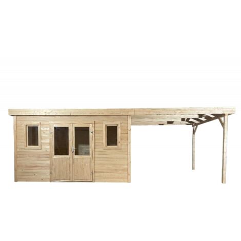 Casetta in legno da giardino 380x380 cm con legnaia – Spessore pareti 28 mm – Tetto acciaio zincato – Finestra vetro – LAX4040.02B Foresta