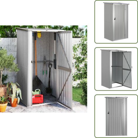 Casetta per attrezzi - vidaXL Capanno da Giardino Grigio 118,5x97x209,5 cm in Acciaio Zincato - Casetta da giardino grigia